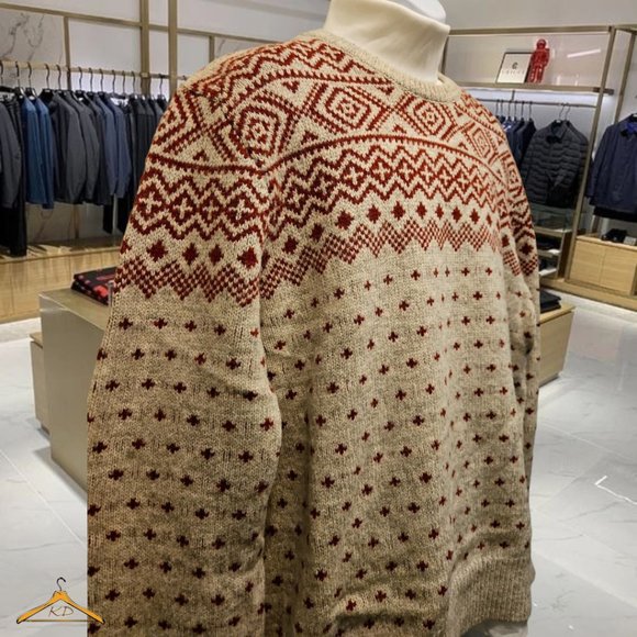 Red Fleece Brooks Brothers Sweater - XXL, Fair Isle, Wool, Oatmeal/Burgundy, EUC - Picture 1 of 6